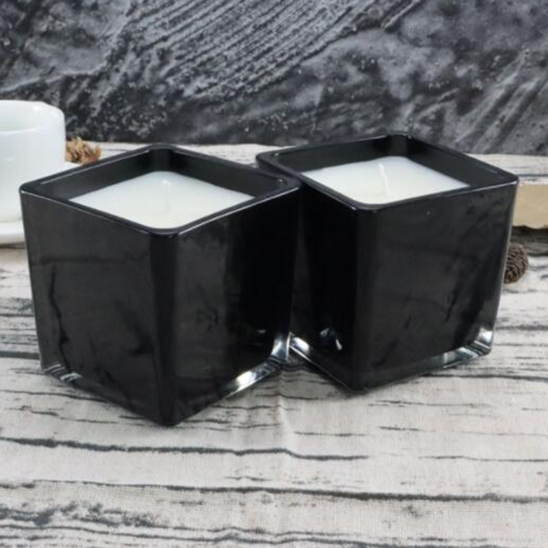 6*6cm UK Luxury black glass jar scented candles custom private label packaging box